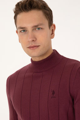 Erkek Slim Fit Yar_m Bal_k__ Yaka Bordo Kazak - U.s. polo assn фото 2
