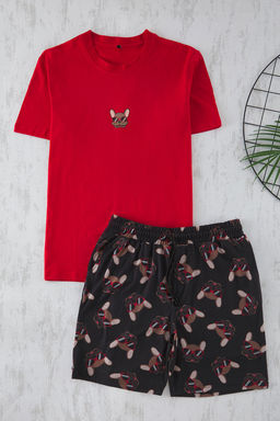 TRENDYOL MAN Cok Renkli Regular Fit Bask?l? Sortlu Orme Pijama Tak?m? TMNSS25PT00020 - Trendyolmilla фото 8