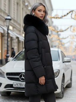 Пальто зимнее утепленное с мехом и капюшоном Бренд: Visdeer