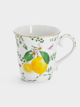 Кружка, 275 мл, фарфор P, белая, Цветы и лимоны, Fleurs et Citrons
