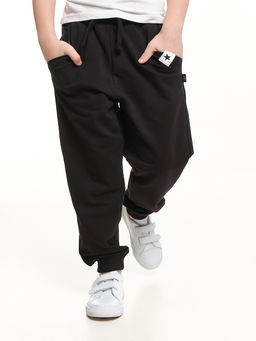 Брюки для мальчика на резинке черные 22-0511 черный - Mini maxi фото 4