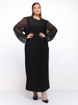 Платье с прозрачными рукавами PP51427BLK01