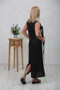 Длинное платье А-образного силуэта  100% лен