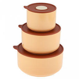Три медведя Салатник-контейнер фарфоровый, набор 3 штуки: 300мл, д9,3х6,8см; 580мл, д12,6х7,1см; 820мл д14,9х7,3см, цветной, цвет - карамельный, пластмассовая крышка, герметичная, с пароотводом, в подарочной коробке (Китай) - Домашняя мода фото 2
