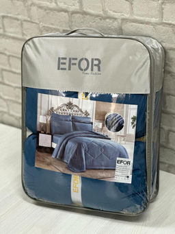 КПБ EFOR SATIN MAVI с одеялом синий евро  фото 2