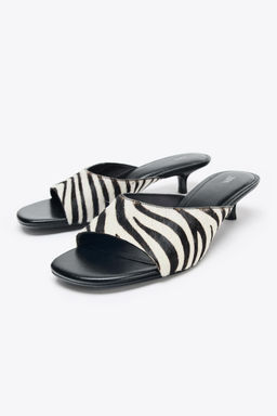ANIMAL PRINT LEATHER KITTEN HEEL MULES - Zara фото 3