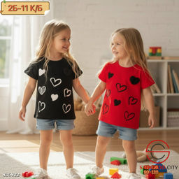 Футболка детская с сердцами