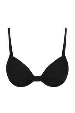 Siyah Balkonet Drapeli Bikini Ustu TBESS25BU00000