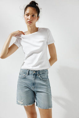 TRF MID-WAIST DENIM BERMUDA SHORTS - Zara фото 2