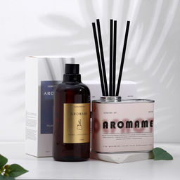 Набор диффузор ароматический Aromame, слива, амбра, кожа, табак, 500 мл, прямоуг банка