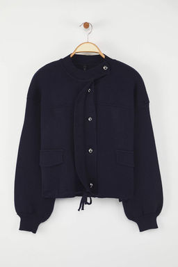 Lacivert Fermuarl? Premium Iplik/Ozel Iplik Genis Kal?p Mont Gorunumlu Triko H?rka TWOAW26HI00025 - Trendyolmilla фото 5