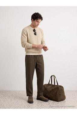 Haki Kot G_r_n_ml_ Straight Fit Erkek Pantolon TMNAW27PL00003