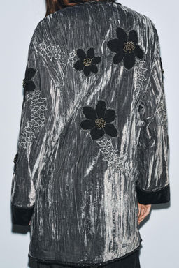 ZW COLLECTION LIMITED EDITION EMBROIDERED VELVET KIMONO - Zara фото 3