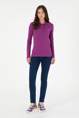 Женский фиолетовый базовый свитшот Неожиданная скидка в корзине - U.s. polo assn фото 4
