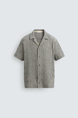 CAMISA REGULAR FIT ESTRUCTURA SEERSUCKER / Crudo / Verde - Zara фото 7