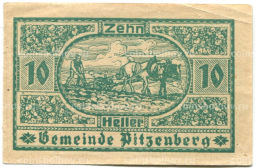 Банкнота 10 геллеров 1920 года Австрия  Питценберг (нотгельд)