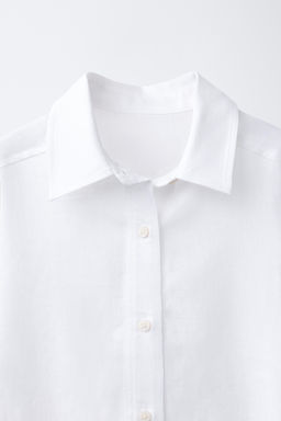 CAMISA LISA CON LINO / Blanco roto - Zara фото 3