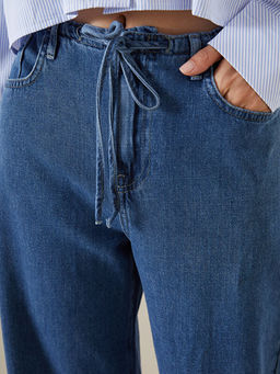 Beli Lastikli Wideleg Kad?n Jean Pantolon