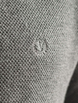 Джемпер Vilatte фактурной вязки из хлопка с нейлоном серый меланж  фото 2