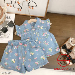 Джинсовый костюм двойка для девочки с шортами