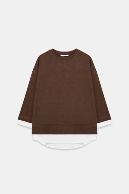 SUDADERA COMBINADA MANGA LARGA / Marr?n claro - Zara фото 6