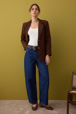 Wardrobe Essentials Kahverengi Kase Dokuma Ozel Koleksiyon Rahat Kal?p Blazer Ceket | TWOAW26BC00005
