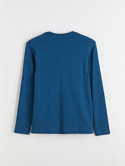 Bisiklet Yaka Bask?l? Erkek Sweatshirt