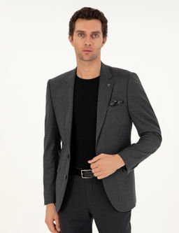 Приталенная куртка из смесовой шерсти антрацитового цвета