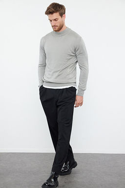 Gri Slim Fit Pamuklu Bal_k__ Yaka Basic Triko Kazak TMNAW25KZ00001 - Trendyolmilla фото 2