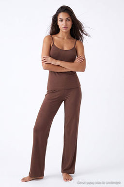 Kahverengi 3l_ Viskon Sabahl_k+Atlet+Pantolon _rme Pijama Tak_m_ THMAW27PT00005 - Trendyolmilla фото 4