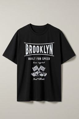 TRENDYOL MAN Siyah Oversize/Genis Kesim Araba Bask?l? %100 Pamuklu T-Shirt TMNSS25TS00159 - Trendyolmilla фото 3