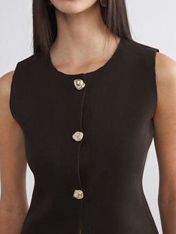 Bisiklet Yaka Kad?n Triko Yelek