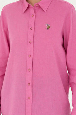 Женская розовая базовая рубашка с длинным рукавом - U.s. polo assn фото 6