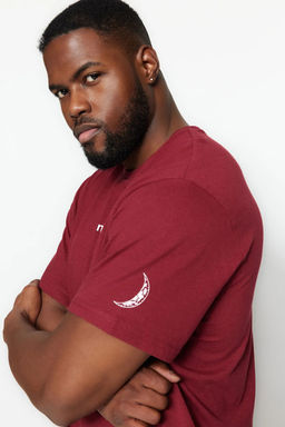 TRENDYOL MAN Buyuk Beden Bordo Regular Fit Rahat Bask?l? Sortlu Pijama Tak?m? TMNSS23PT00014 - Trendyolmilla фото 15