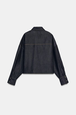 OVERSIZE SHIRT WITH CONTRAST STITCHING - Zara фото 7