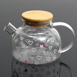 Чайник заварочный с бамбуковой крышкой Сердечки, 600 мл