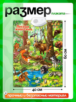 Говорящий электронный плакат «Лесные животные», работает от батареек