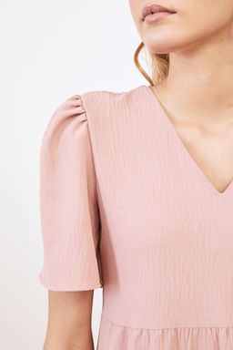 TRENDYOLMILLA Siyah Genis Kesim Mini Dokuma Elbise TWOSS20EL0400  фото 25