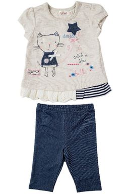 Хлопковый комплект для девочек: блузка и шортики, D15-12 Mini Hippy