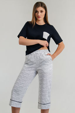 Арт. 9164 Пижама с бриджами 44-50 (4 шт) Цвет:темно-синий, серый