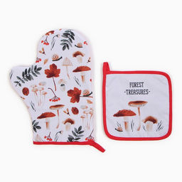 Набор кух. Доляна Грибы: варежка 20х28 см, прихватка 17х17 см, 35% хл, 65% пэ  фото 2