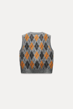 DIAMOND JACQUARD KNIT WAISTCOAT - Zara фото 6
