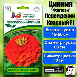 Цинния георгиновидная Фэнтези Персидский Красный - Партнёр фото 2