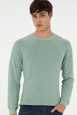 Erkek Regular Fit Bisiklet Yaka Ye_il Melanj Basic Kazak - U.s. polo assn фото 3