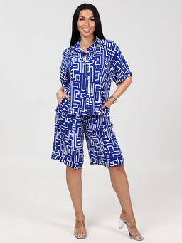 577 ЖЕНСКИЙ КОСТЮМ (шорты) (Синий с белым)