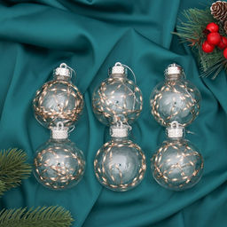 Ёлочные игрушки Джотто, шары новогодние, d=6 см, набор 6 шт., золото прозрачный