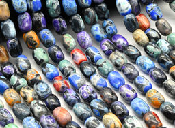 Бусины из агата тонированного бочонок 13*18мм цв.ассорти, 39см, 20 бусин Радуга камня