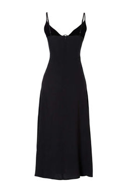 Siyah Dokuma Cut Out Detayl_ Maxi Plaj Elbise TBESS24EL00127 - Trendyolmilla фото 5