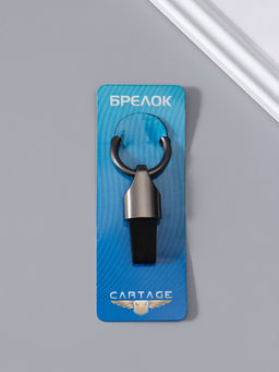 Цена за 2 шт. Брелок для ключей Cartage, на ремешке, чёрный хром, 3.5×8 см