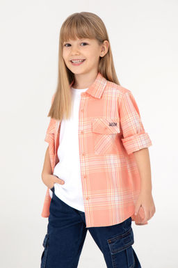 Оранжевая рубашка с длинным рукавом для девочки Неожиданная скидка в корзине